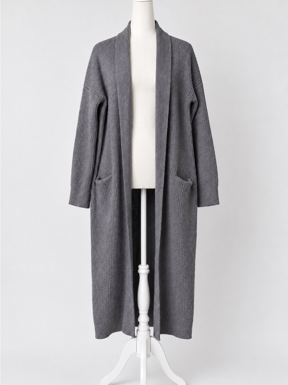 Vince Long Ribbed Open-Front Cardigan Size Large